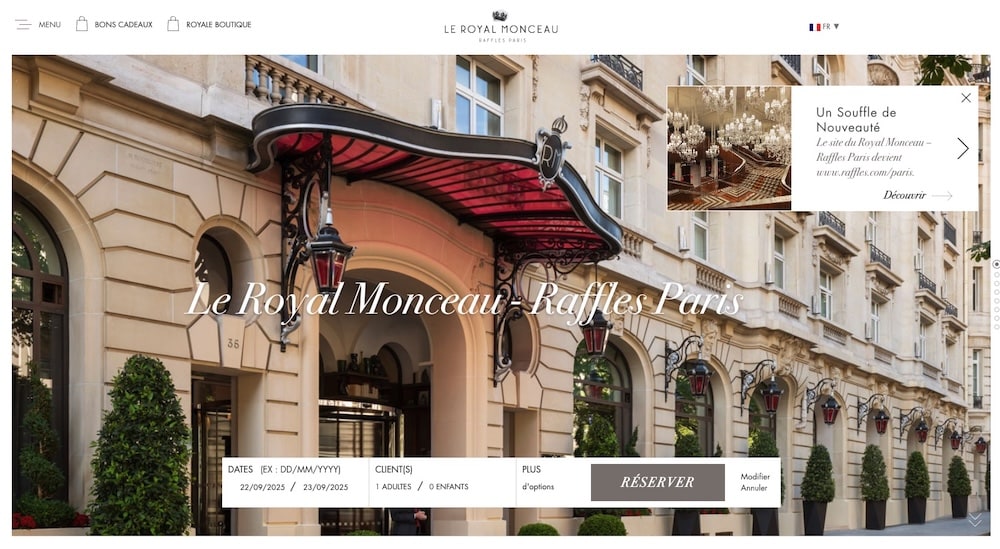 Site web WordPress du Royal Monceau