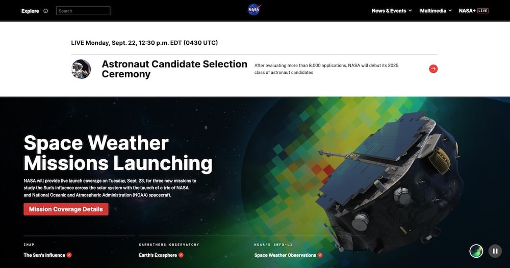 Plateforme web de la NASA qui tourne sur WordPress