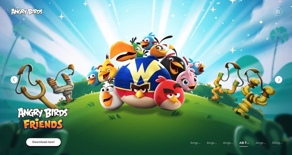 Site internet présentant la marque Angry Birds