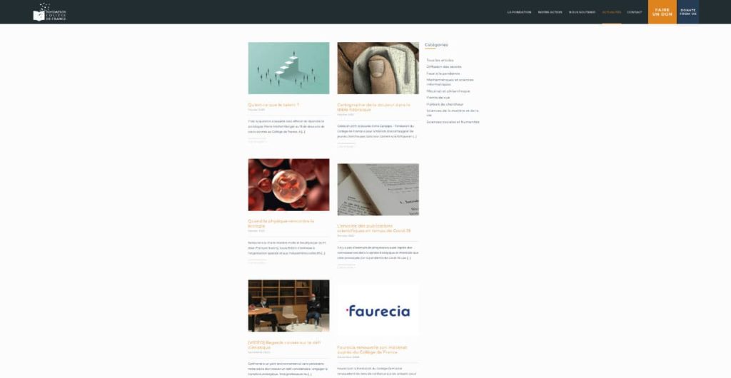 Page Actualités Collège de France