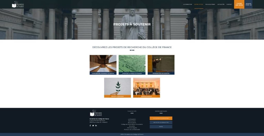 Page projets à soutenir Collège de France