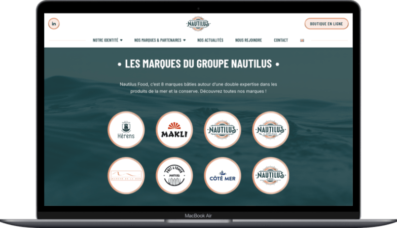 Extrait page d'accueil du site Nautilus food
