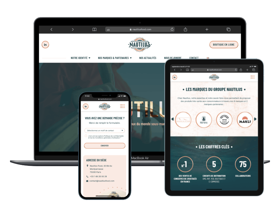 Mockup responsive du site Nautilus