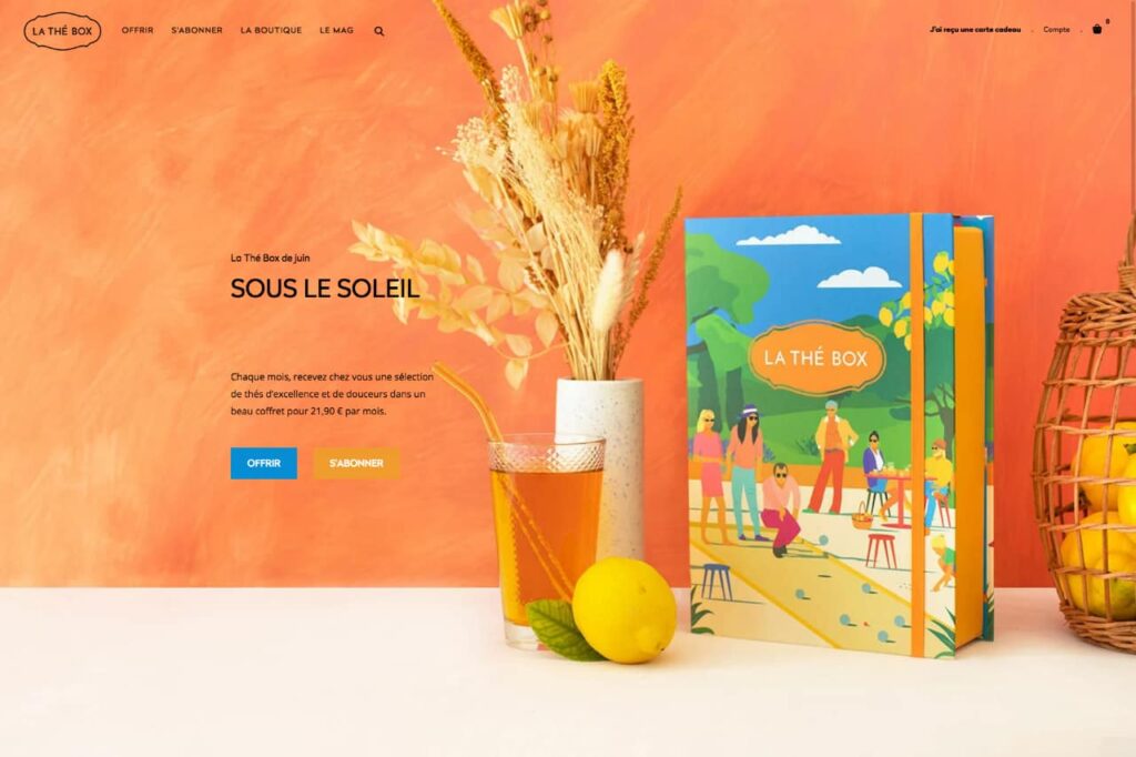 Page d'accueil du site internet Le Thé box