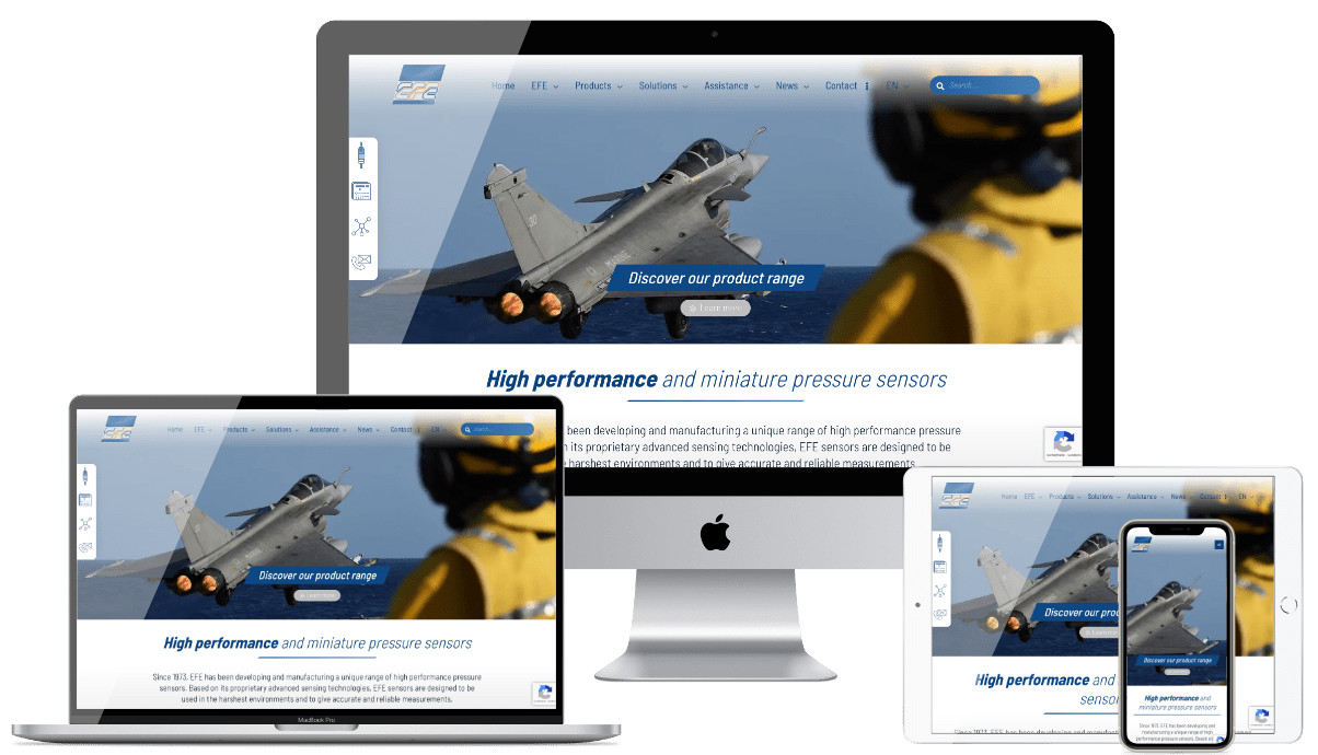 Mockup du site EFE Sensors