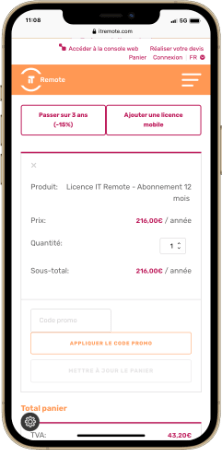 Capture mobile Page panier