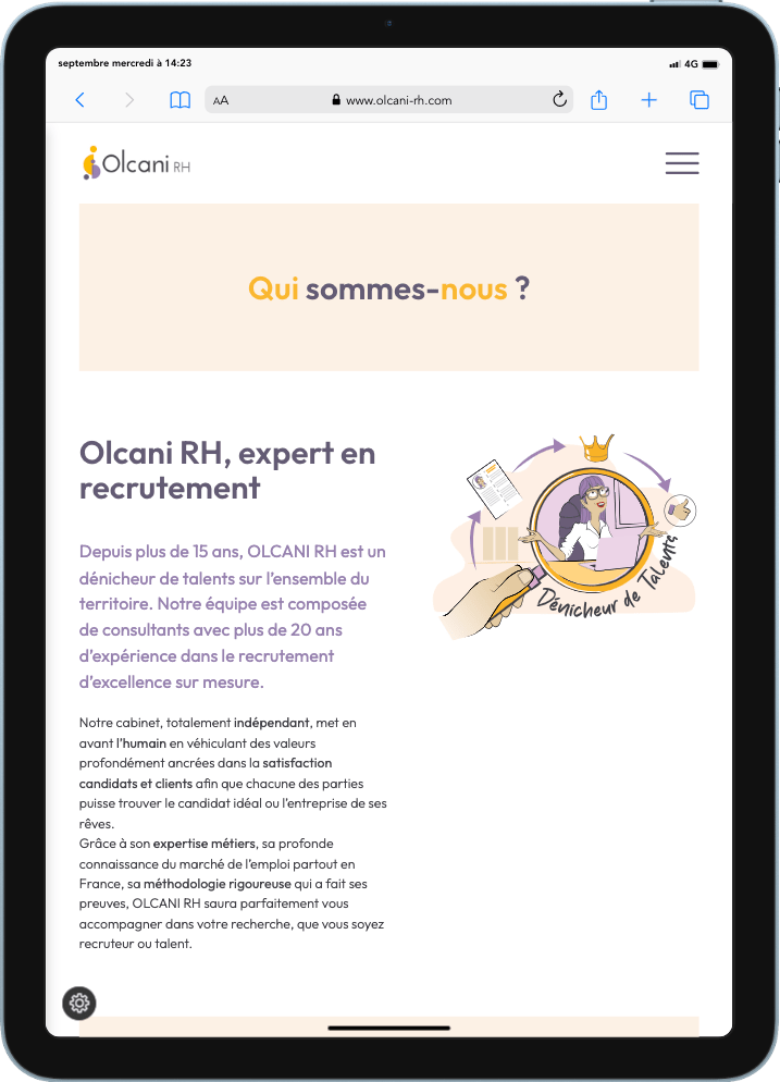 Page Qui sommes-nous du site Olcani RH