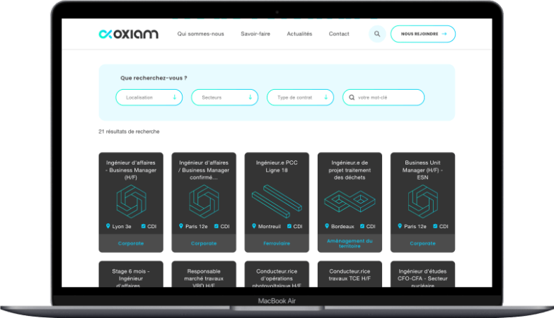 Capture d'écran ordinateur de la page Nous rejoindre