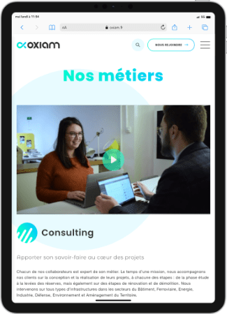 Capture d'écran mobile de la page Nos Métiers