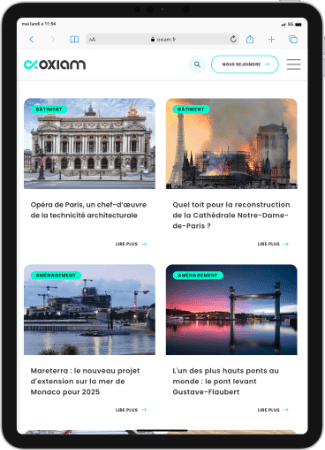 Capture d'écran tablette de la page actualités