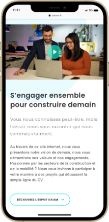 Capture d'écran mobile d'une section sur l'engagement