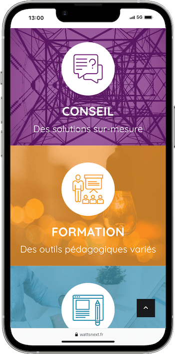 Version mobile d'un site internet d'entreprise de conseil.