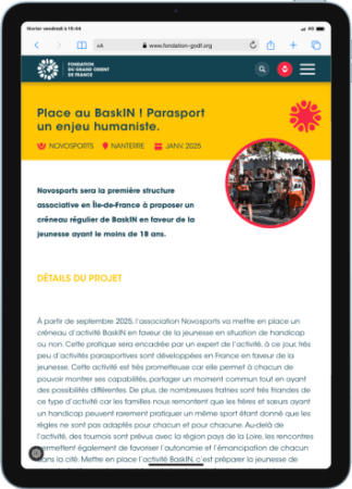 Page détail d'une action