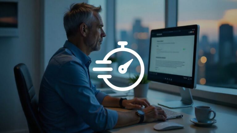 Personne devant un ordinateur qui am&eacute;liore la vitesse de son site WordPress