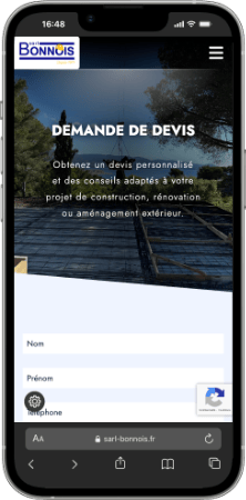 Page contact sur mobile